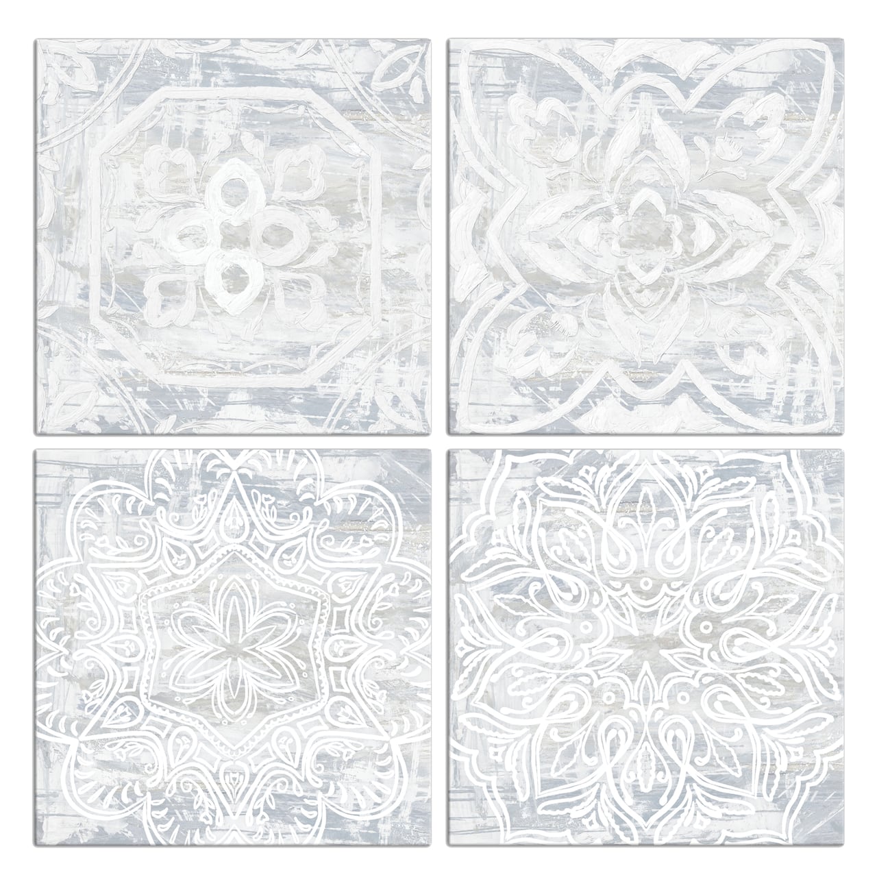 Gray Medallions 16" x 16" Canvas Wall Art - Set of 4